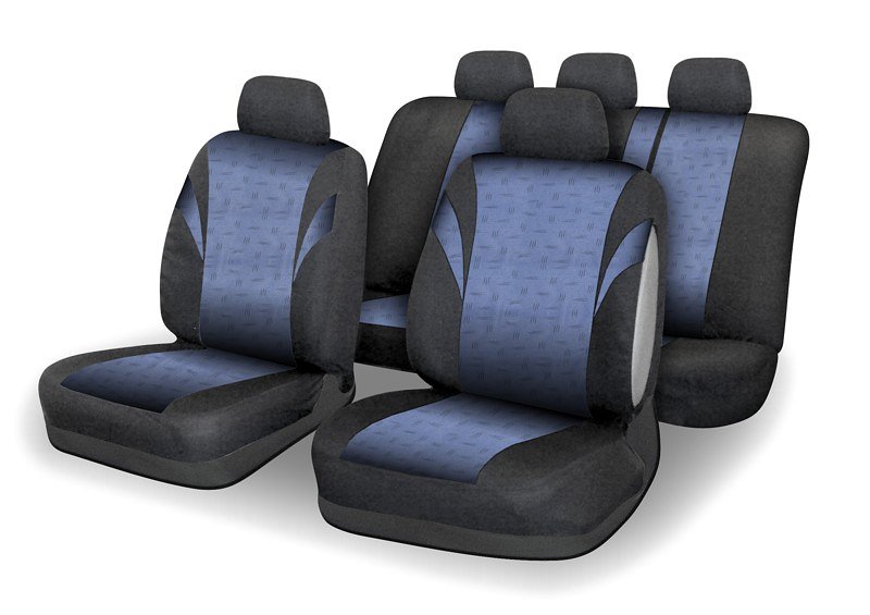 Poťahy sedadiel sada 9ks POLY modré AIRBAG