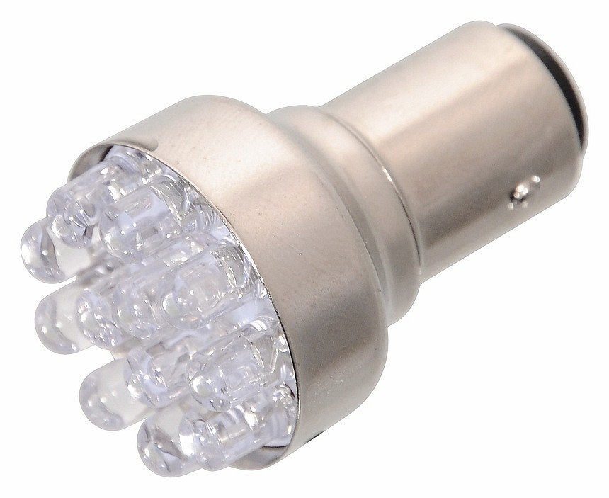 Žiarovka 12LED 12V BaY15d biela