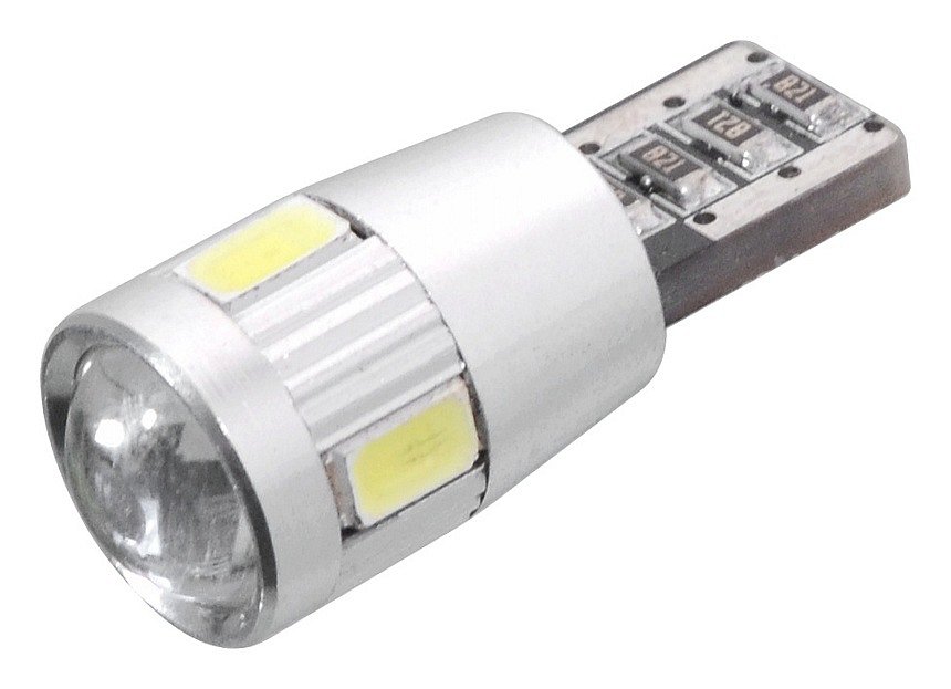 Žiarovka 6 SMD LED 12V T10 s rezistorom CAN-BUS ready biela