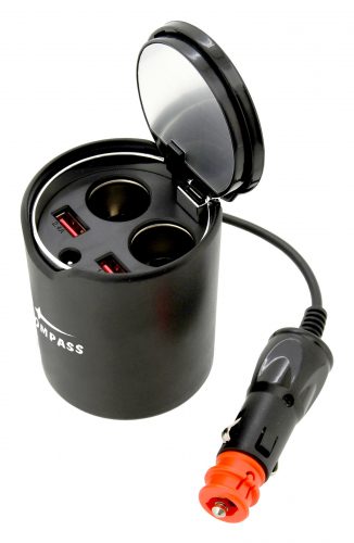 Rozdvojka do držiaku nápojov 12/24V 120W + 2x USB (1
