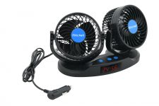 Ventilátor MITCHELL DUO 2x130mm 12V na palubnú dosku s teplomerom